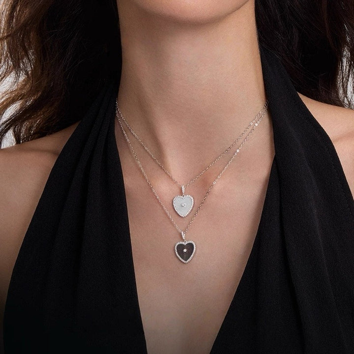 Sterling Silver Mother of Pearl Heart Drop Earrings