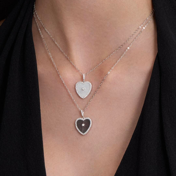 Sterling Silver Mother of Pearl Heart Drop Earrings