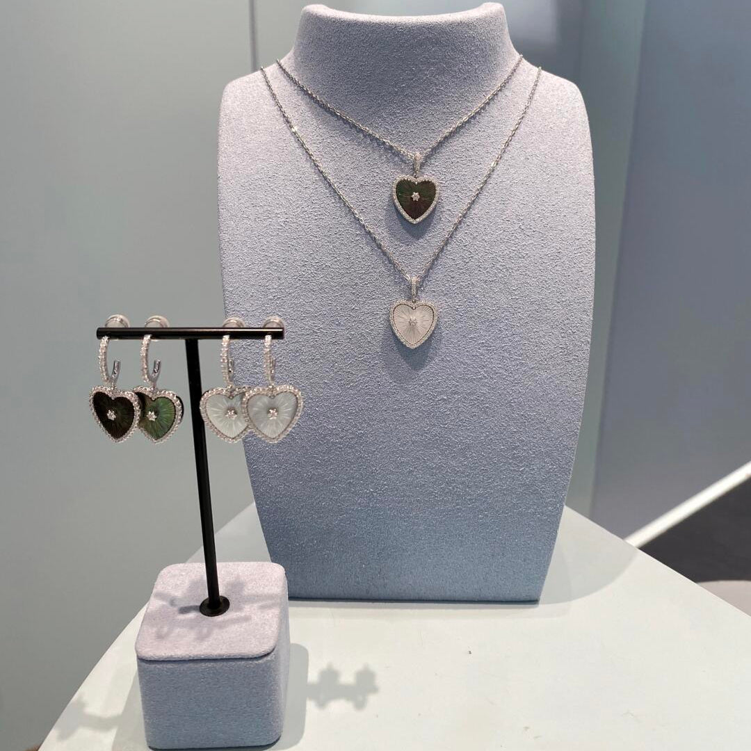Sterling Silver Mother of Pearl Heart Drop Earrings