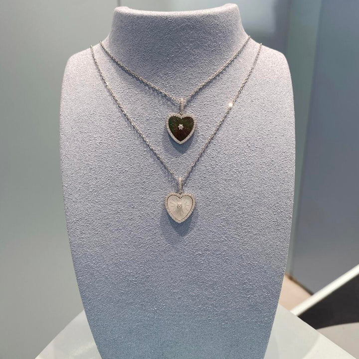 Sterling Silver Mother of Pearl Heart Drop Earrings