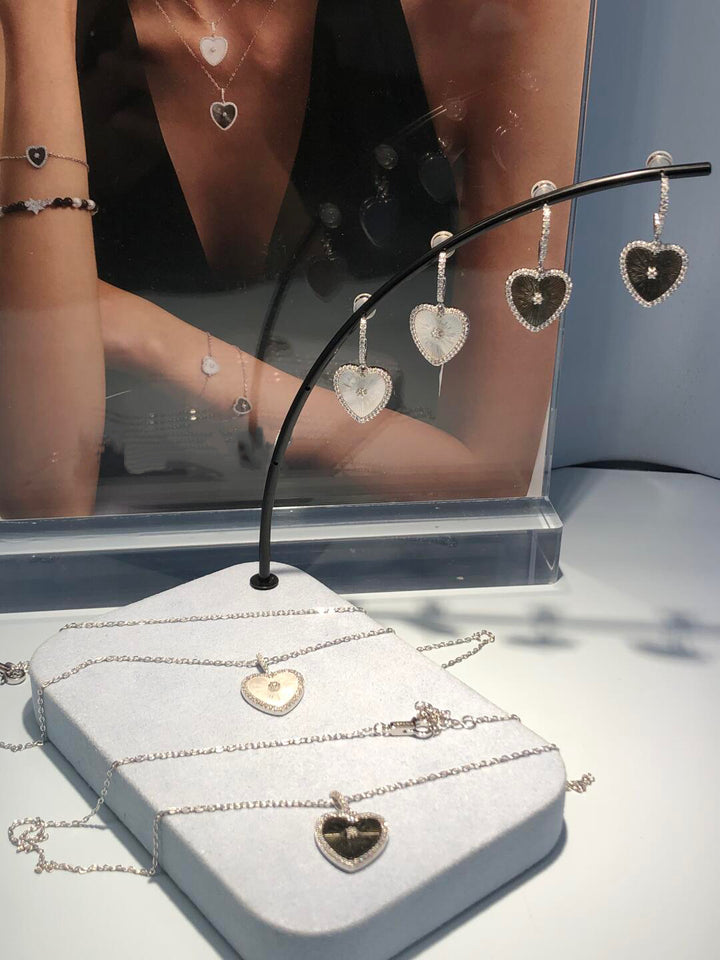Sterling Silver Mother of Pearl Heart Drop Earrings