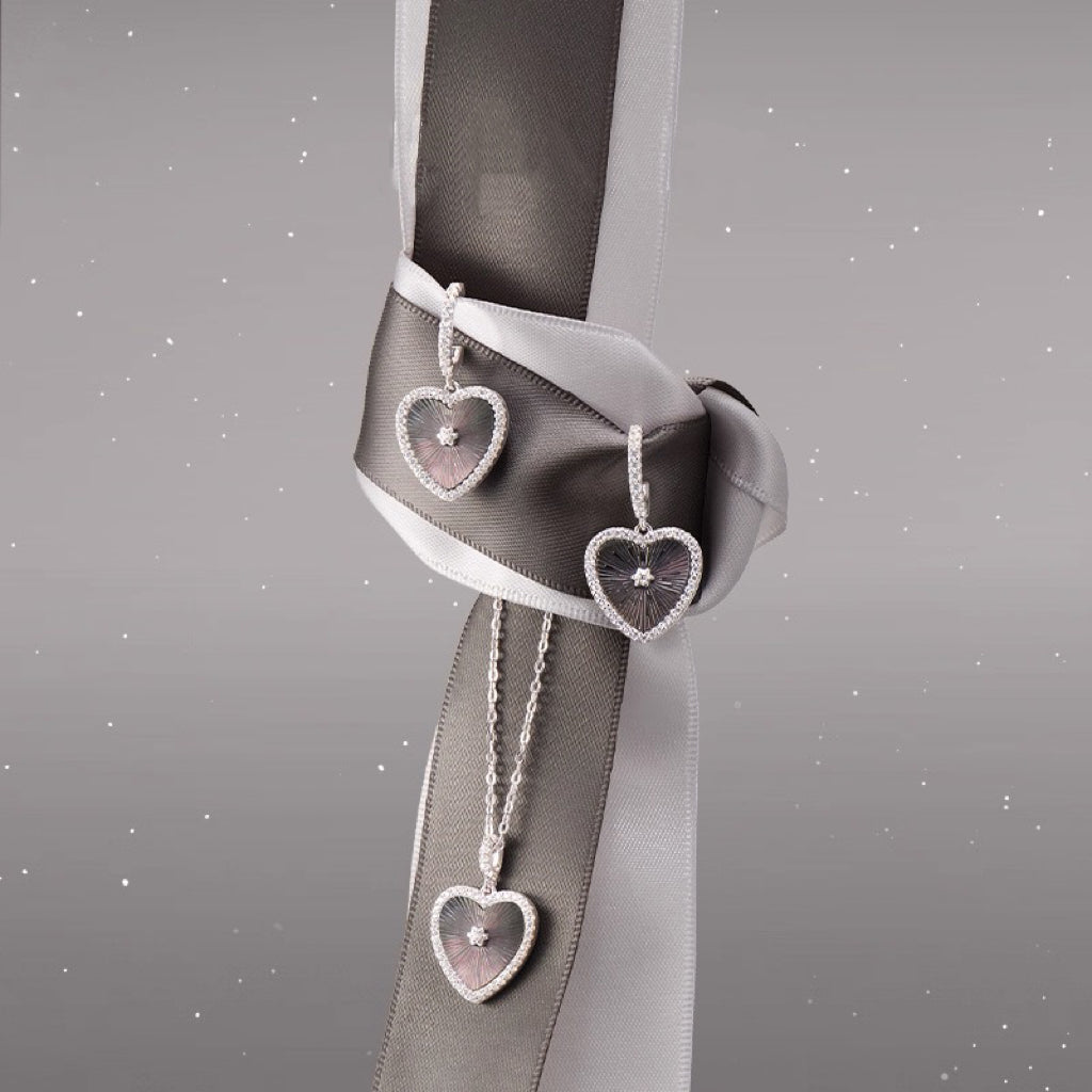 Sterling Silver Mother of Pearl Heart Drop Earrings