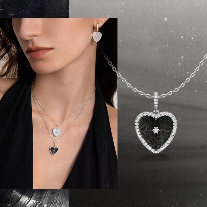 Sterling Silver Mother of Pearl Heart Drop Earrings