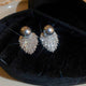 Vintage-Inspired Fan-Shaped Pearl Stud Earrings