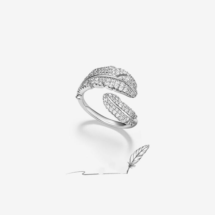 Sterling Silver Feather Pavé Zircon Ring