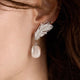 Feather Leaf Pearl Drop Earrings