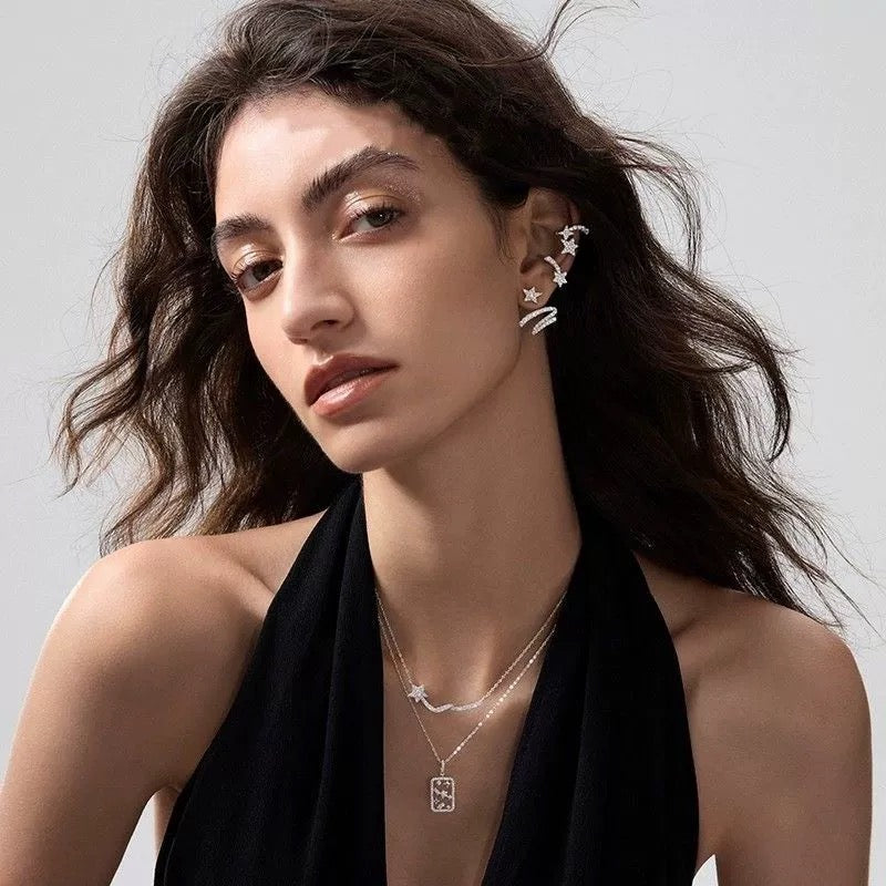 Shooting Star Zircon Hoop Earrings