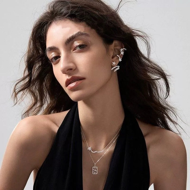 Shooting Star Zircon Hoop Earrings