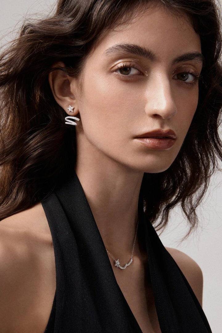 Shooting Star Zircon Hoop Earrings