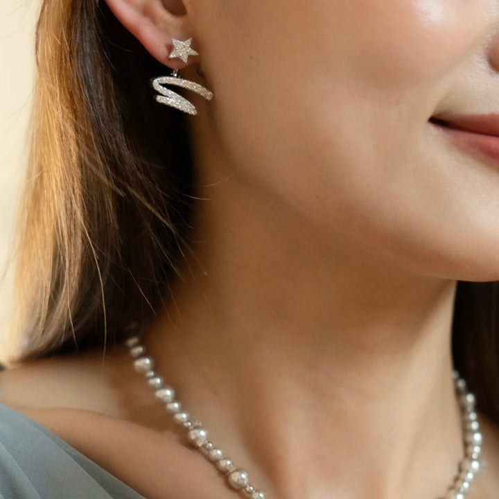 Shooting Star Zircon Hoop Earrings