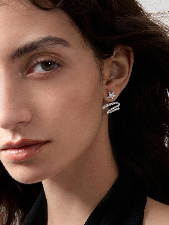 Shooting Star Zircon Hoop Earrings