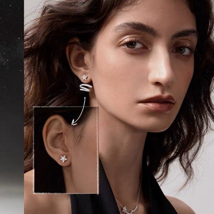 Shooting Star Zircon Hoop Earrings