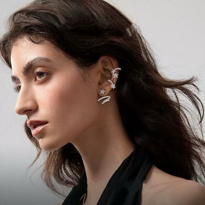 Shooting Star Zircon Hoop Earrings