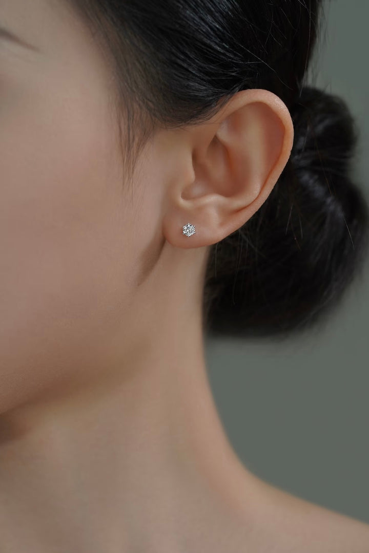 Classic Six-Prong Moissanite Stud Earrings | GRA Certified | S925 Sterling Silver