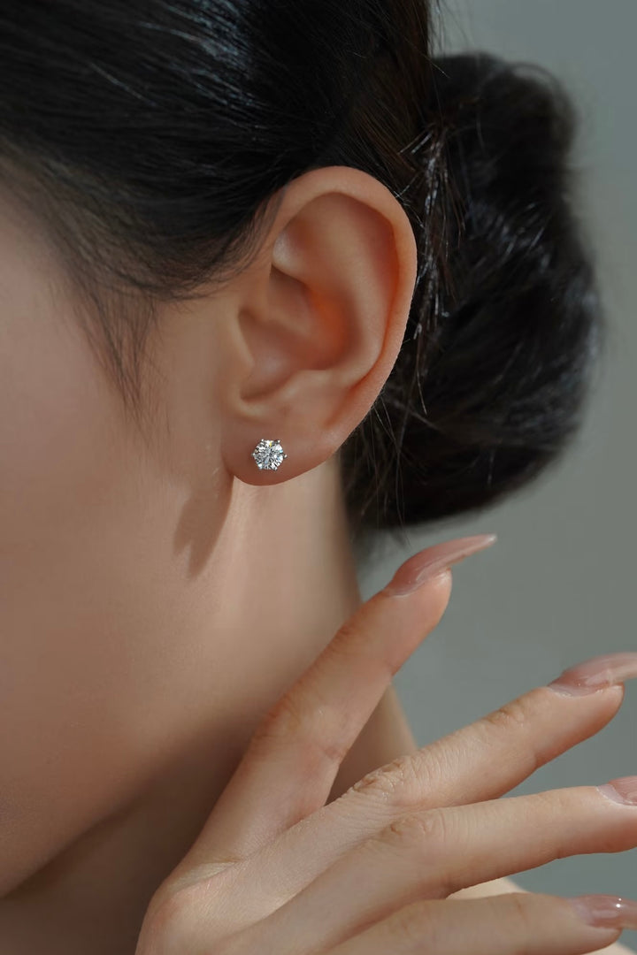 Classic Six-Prong Moissanite Stud Earrings | GRA Certified | S925 Sterling Silver