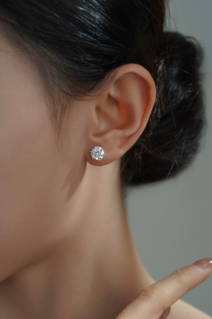 Classic Six-Prong Moissanite Stud Earrings | GRA Certified | S925 Sterling Silver