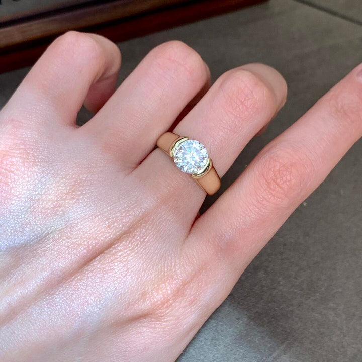 Round-Cut Moissanite Solitaire Ring