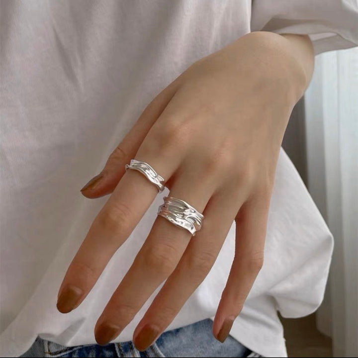 S925 Sterling Silver Irregular Texture Ring
