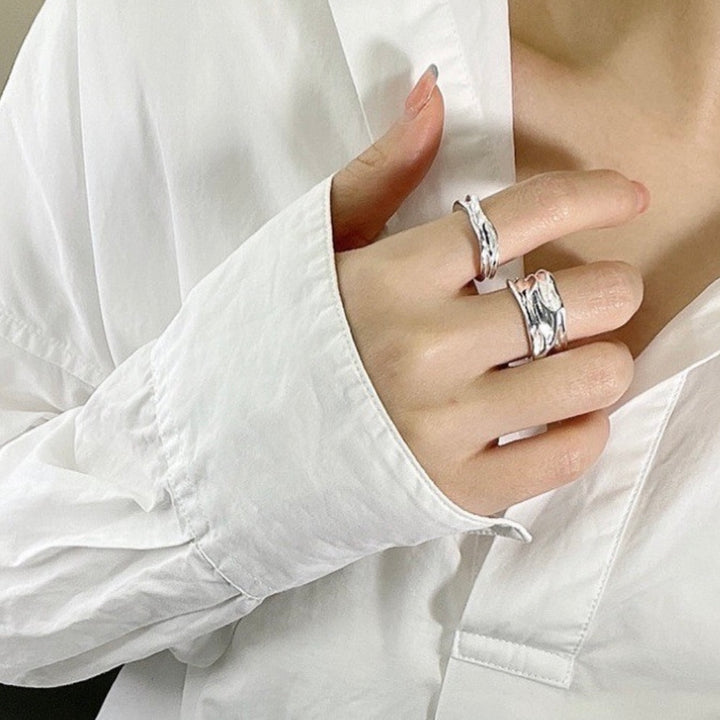 S925 Sterling Silver Irregular Texture Ring