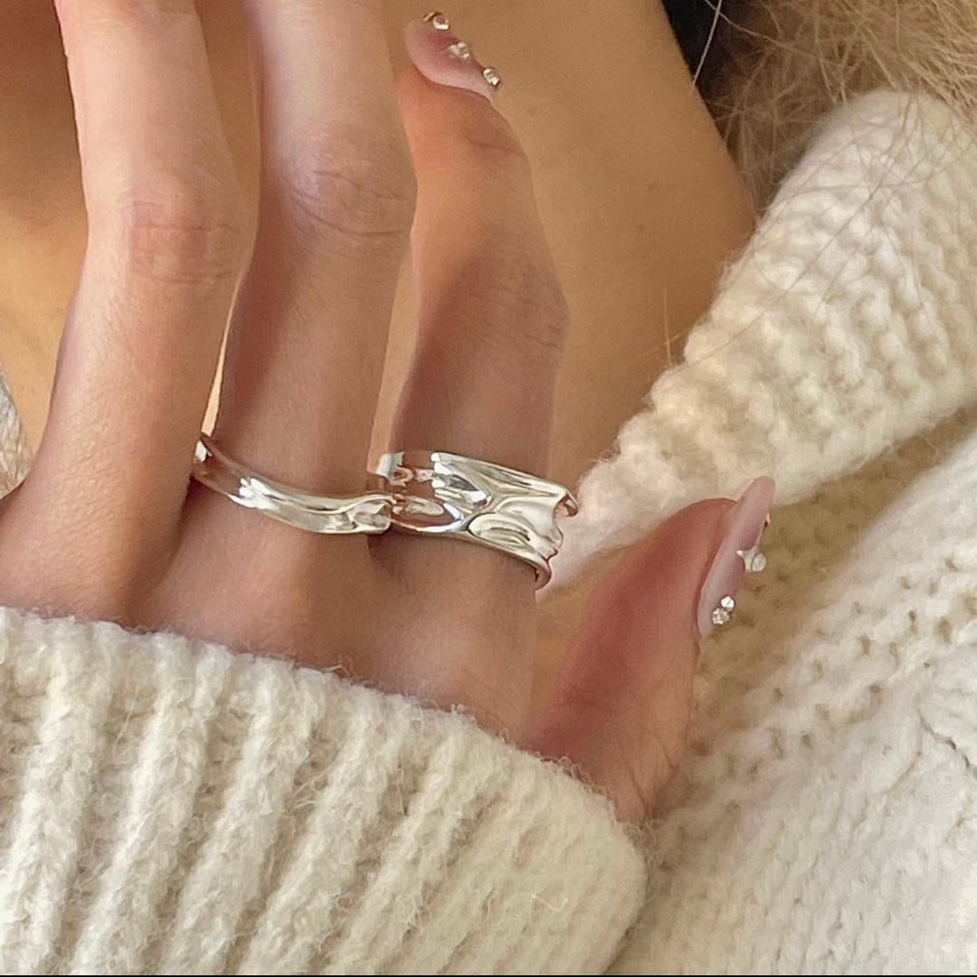 S925 Sterling Silver Irregular Texture Ring
