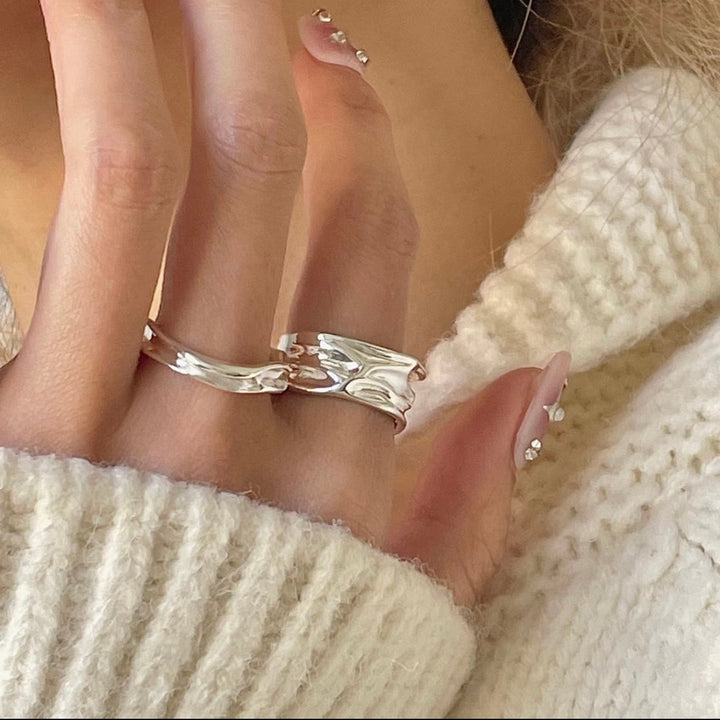 S925 Sterling Silver Irregular Texture Ring