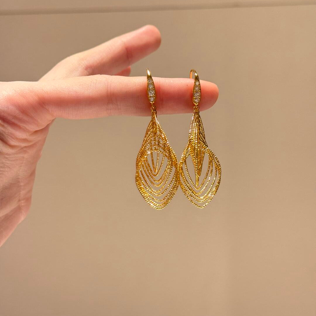 Layered Geometric Leaf Drop Earring