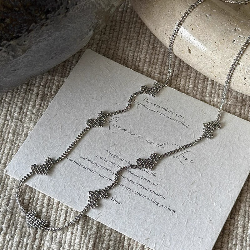 Sterling Silver Heart Link Necklace and Bracelet Set