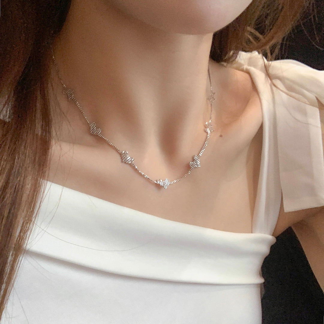 Sterling Silver Heart Link Necklace and Bracelet Set