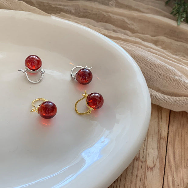 S925 Sterling Silver Natural Garnet Earrings