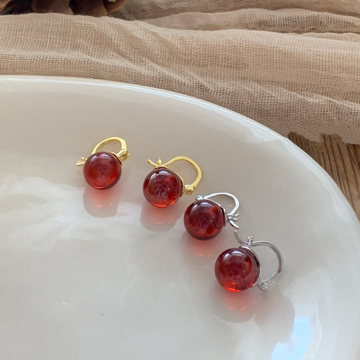 S925 Sterling Silver Natural Garnet Earrings