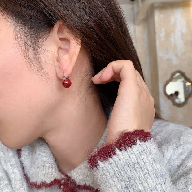 S925 Sterling Silver Natural Garnet Earrings