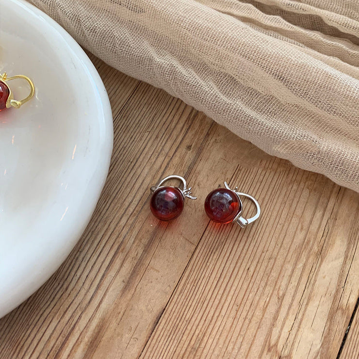 S925 Sterling Silver Natural Garnet Earrings