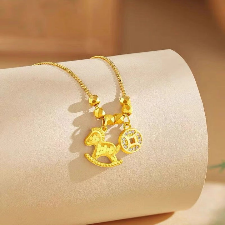 Sterling Silver Rocking Horse Pendant Necklace