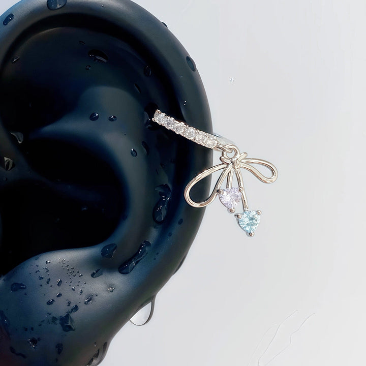 Bow Heart Zircon Drop Earrings