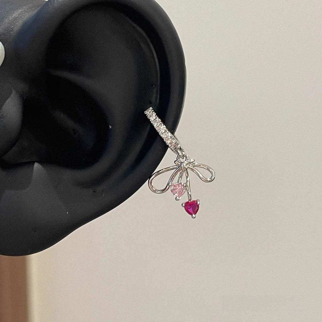 Bow Heart Zircon Drop Earrings