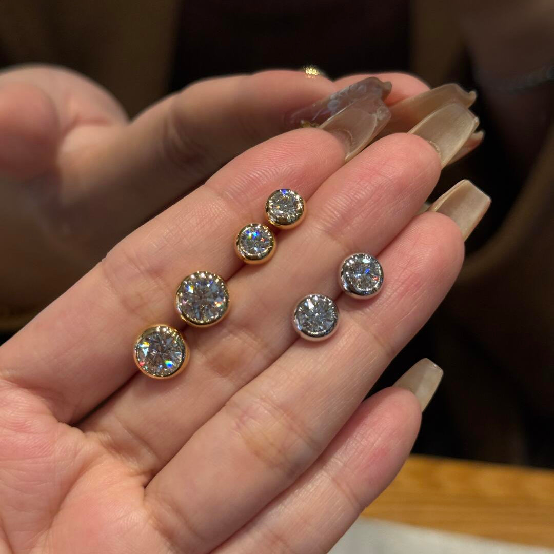 Bezel Moissanite Stud Earrings | S925 Sterling Silver
