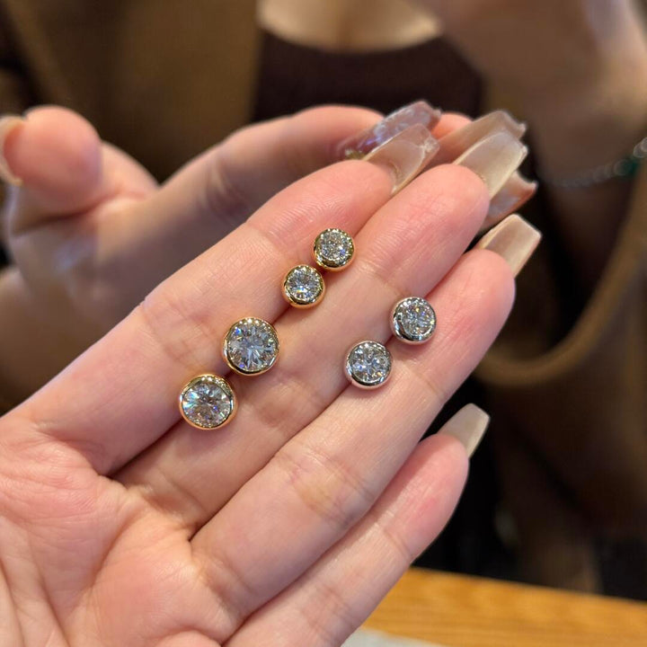 Bezel Moissanite Stud Earrings | S925 Sterling Silver