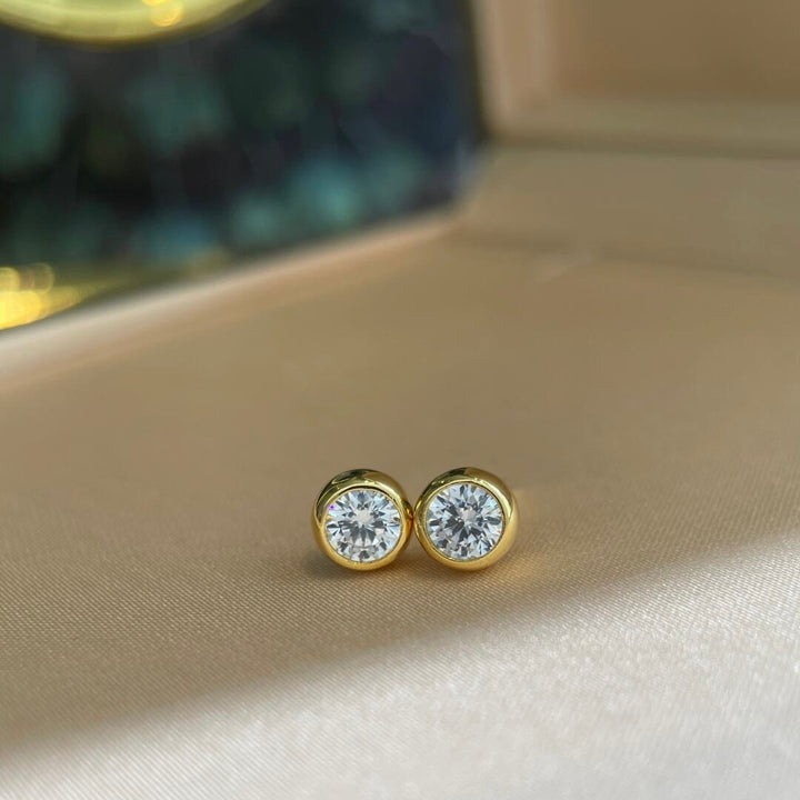Bezel Moissanite Stud Earrings | S925 Sterling Silver