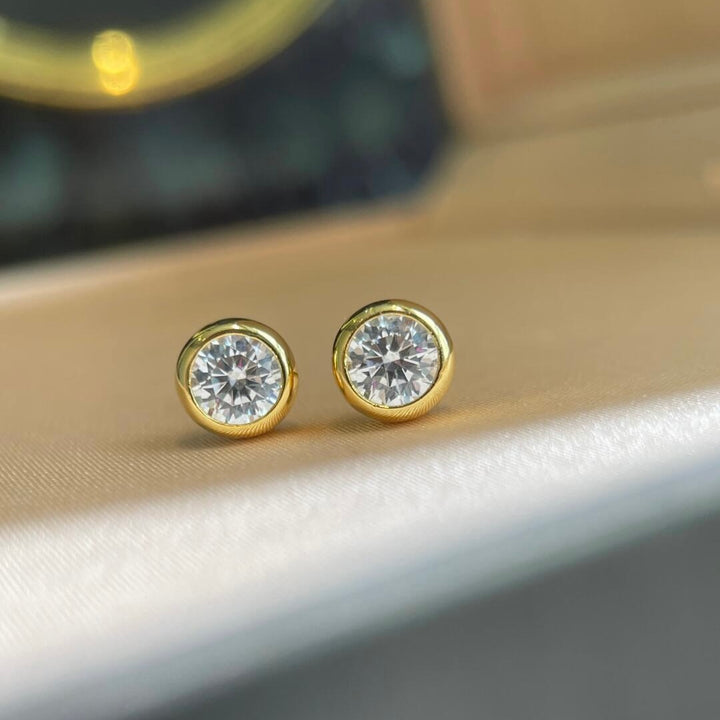 Bezel Moissanite Stud Earrings | S925 Sterling Silver