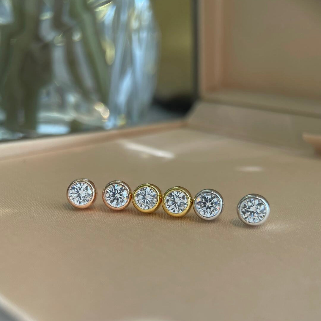 Bezel Moissanite Stud Earrings | S925 Sterling Silver
