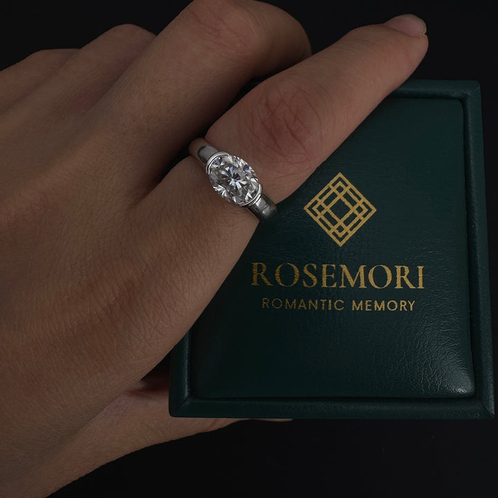 Oval Bezel Moissanite Ring — Minimalist Solitaire | S925 Sterling Silver