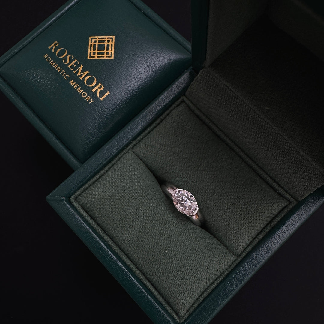 Oval Bezel Moissanite Ring — Minimalist Solitaire | S925 Sterling Silver