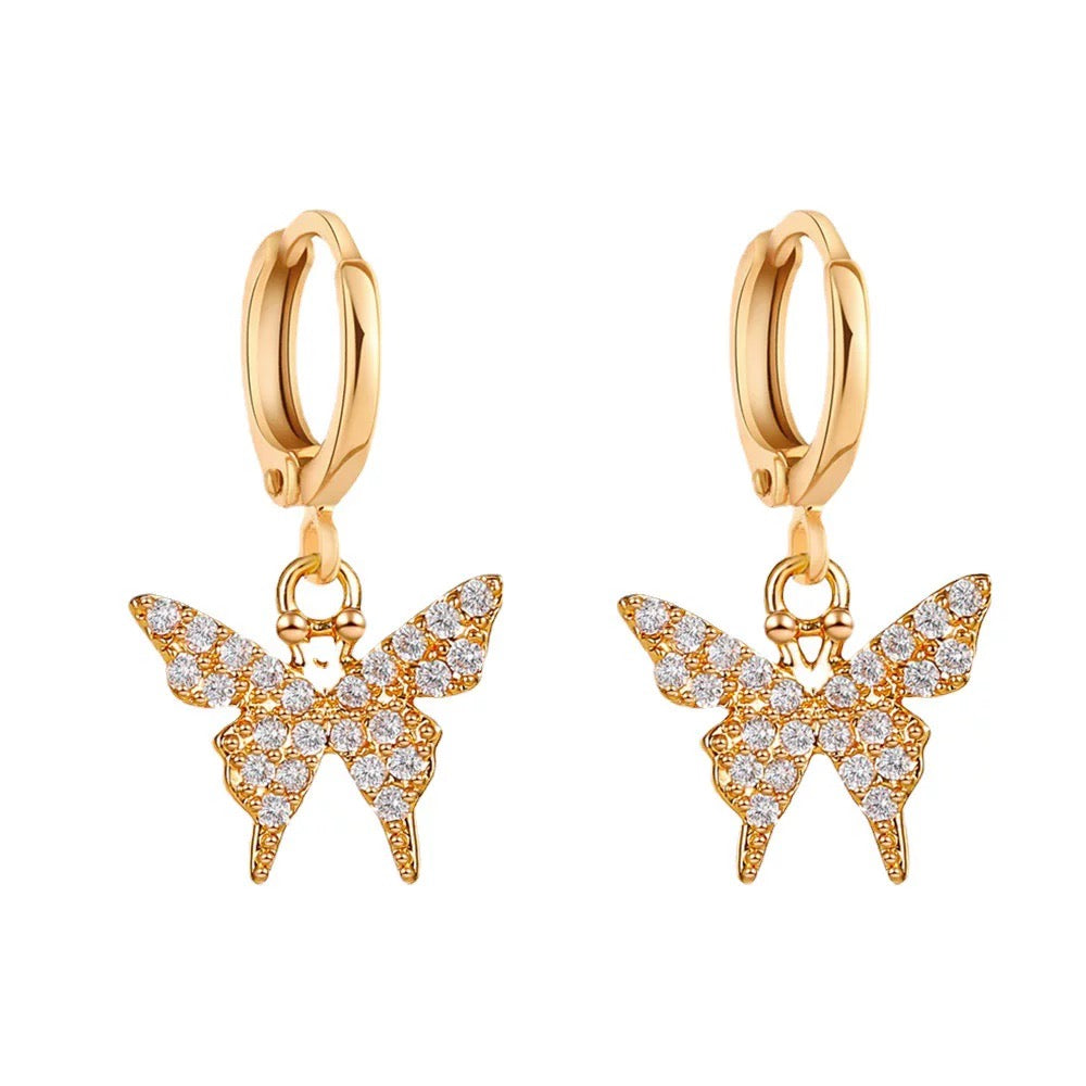 Small Butterfly Earrings with Diamonds