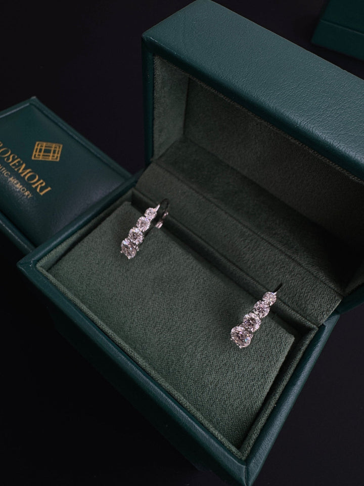 Graduated Moissanite Huggie Earrings — Multi-Stone Drop | S925 Sterling Silver