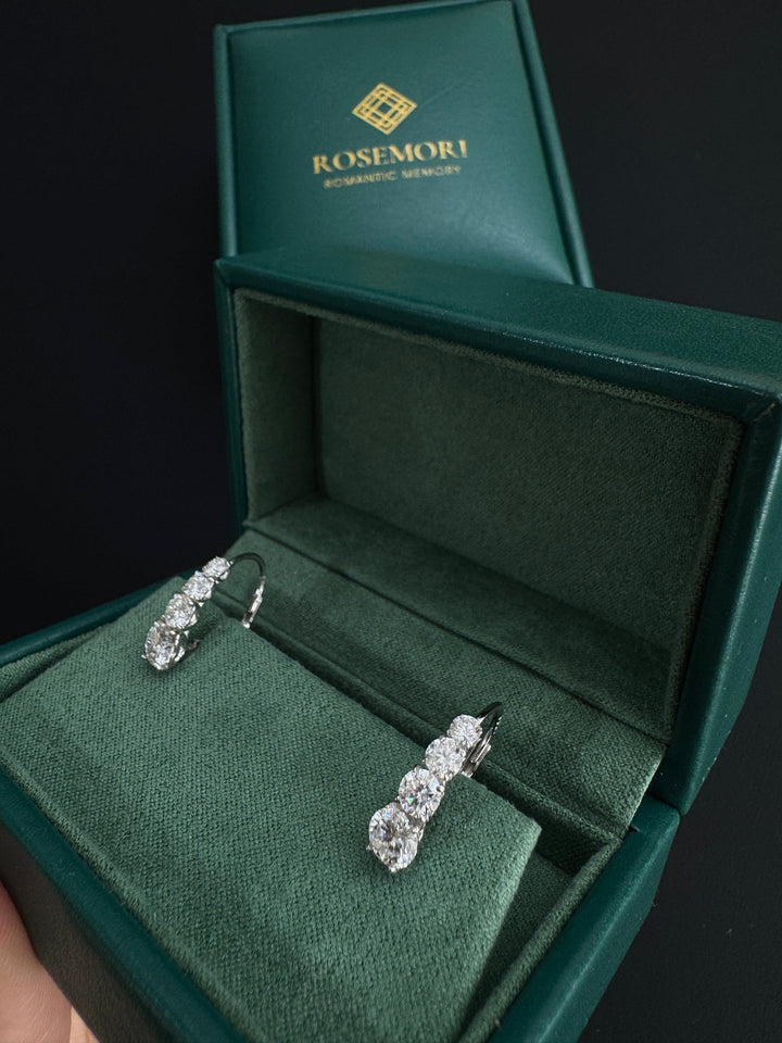 Graduated Moissanite Huggie Earrings — Multi-Stone Drop | S925 Sterling Silver