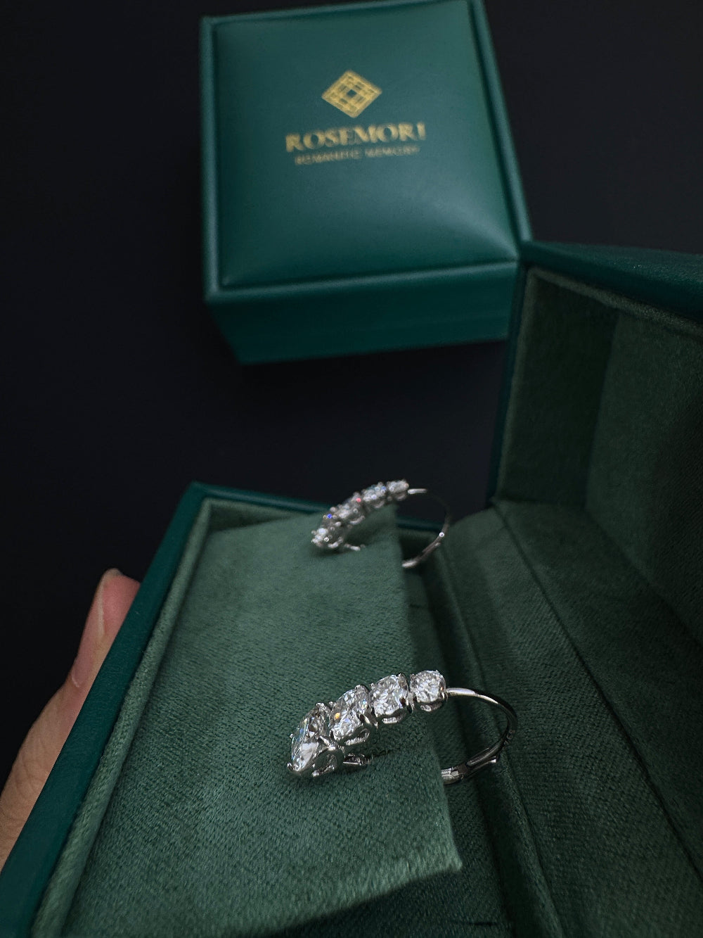 Graduated Moissanite Huggie Earrings — Multi-Stone Drop | S925 Sterling Silver