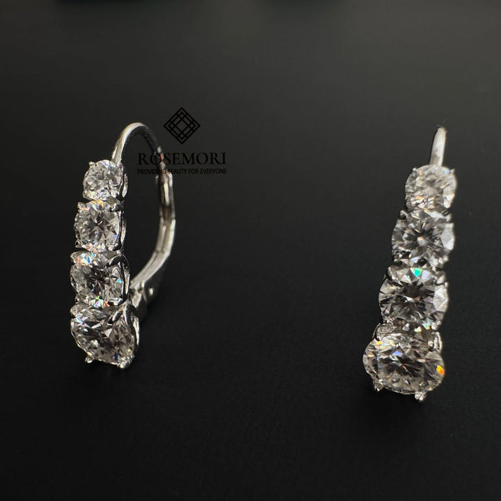 Graduated Moissanite Huggie Earrings — Multi-Stone Drop | S925 Sterling Silver
