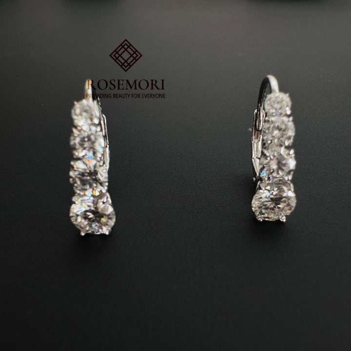 Graduated Moissanite Huggie Earrings — Multi-Stone Drop | S925 Sterling Silver