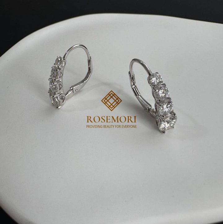 Graduated Moissanite Huggie Earrings — Multi-Stone Drop | S925 Sterling Silver
