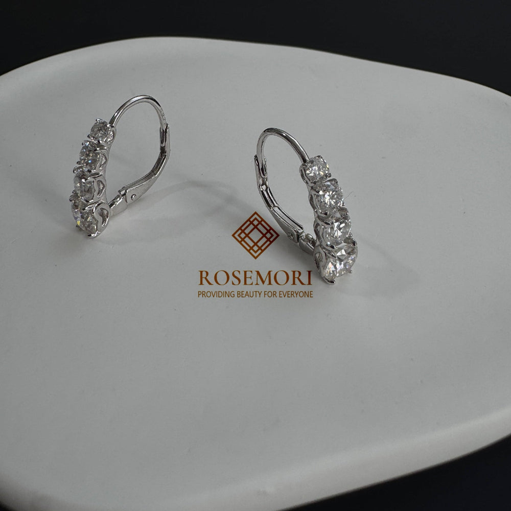 Graduated Moissanite Huggie Earrings — Multi-Stone Drop | S925 Sterling Silver